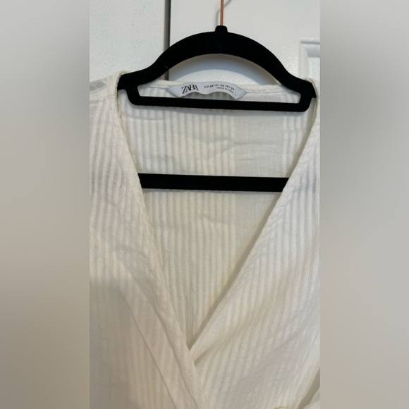 Zara Textured Embroidered White Wrap Top - Picture 5 of 7